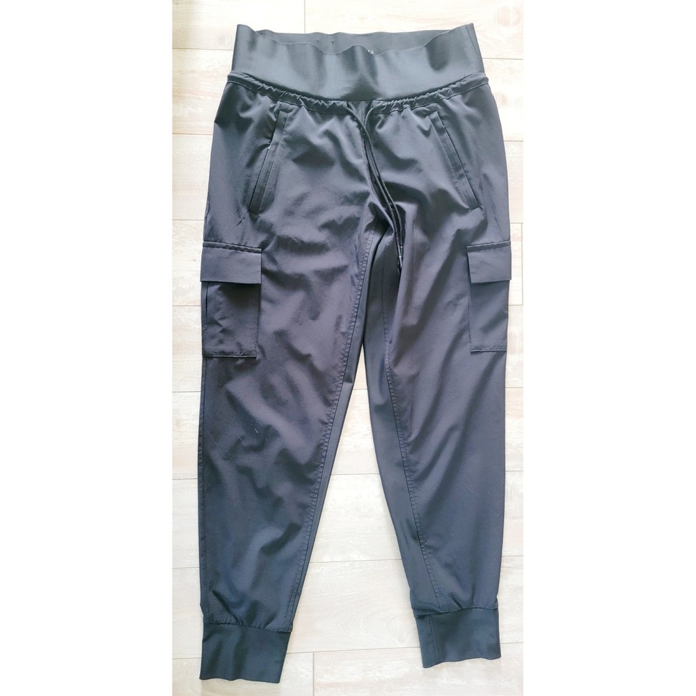 Athleta 4 Woman's Black Jogger Pants Lots Of Pockets Small Cuff Ankle‎ NEW